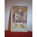 IN A RABBIT HUTCH unused vintage postcard child...