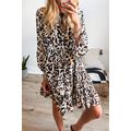 Black Leopard Print Buttoned Front 3/4 Sleeve T...