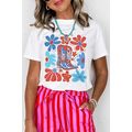 White Floral Cowgirl Boots Print Independence D...