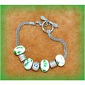 Summer Gift Charm Euro Beads Silver Tone Bracel...