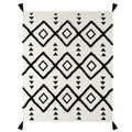 Black and White Woven Cotton Geometric Throw Bl...