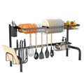 2 Tier Black Steel Adjustable Over the Sink Dis...
