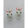 EARRINGS EASTER BUNNY WHITE RABBIT CUTE SPRING SILVER PLATED JEWELLERY KITSCH