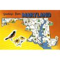 United States MARYLAND Map Postcard (Marriott D...