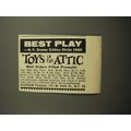 1960 Toys in the Attic Play Ad - Best Play - N.Y. Drama Critics Circle 1960