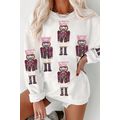 White Sequin Nutcracker Graphic Christmas Fashi...
