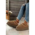 Chestnut Embroidered Sherpa Plush Thick Sole Wi...