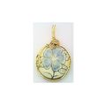 Blue Flower Porcelain Brass Wire Wrap Pendant 1