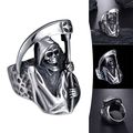 New Men’s Silver Stainless Steel Grim Reaper Ri...