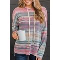 Multicolor Striped Print Cable Knit Drop Should...