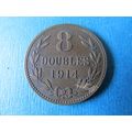 1914 H GUERNESEY EIGHT DOUBLES HEATON MINT BIRM...