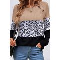 Black Cheetah Textured Patchwork Buttoned Round...