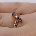 Victorian 12k gold genuine sapphire & pearl ring