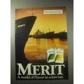 1985 Merit Cigarettes Ad - A World of Flavor in Low Tar