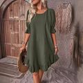 Womens Frilled Short Sleeve Mini Dress Ladies C...
