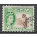 SOMALILAND 1953 QE2 5/- MARTIAL EAGLE BIRD USED...