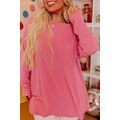 Peach Blossom Plus Size Ribbed Textured Long Sl...