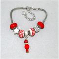 Pretty European Beads Charm Bracelet Silver Ton...