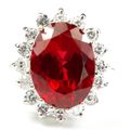 Created Ruby, 925 Sterling Silver Royal Engagem...