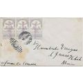 Mexico #348a Strip of 3, Rouletted Pair 1916 Ch...