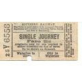 Southern Railway Bell Punch Single Ticket - Wat...