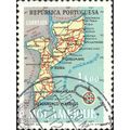 MOZAMBIQUE, Map of Mozambique, blue 1954, 1Esc