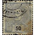 PORTUGAL, King Carlos I, light blue 1895, 50reis