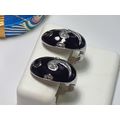 Estate .20ctw swirl CZ black emamel Sterling Si...