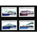 TURKEY 2002 MERCHANT SHIPS SET 4 VALS U/M MINT