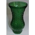 Vintage Emerald Green Glass Vase w/ Vine Leaf D...