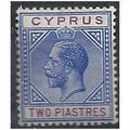 Cyprus 1913 SG78 2 Piastres Blue & Purple Mount...