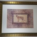 Tiger Print Matted and Wood Framed 23" X 19" St...