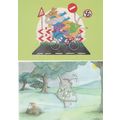 Elephant & Giraffe Cyclist Bicycle 2x Comic Pos...