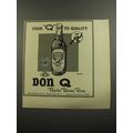 1952 Don Q Puerto Rican Rum Ad - Your Q to Quality