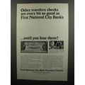 1966 First National City Bank Travelers Checks Advertisement