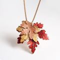Fall Leaf Toggle Necklace dimensional Multi-lay...