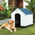 Medium size Dog House Outdoor White Blue Plasti...