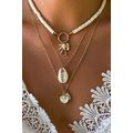 White Beach Seashell Multi Layered Pendant Neck...
