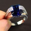 New Women’s Solitaire Blue Stone Fashion Ring (...