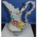 Bassano Italy Art Pitcher Capodimonte Rose Porc...