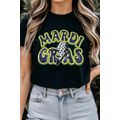 Black MARDI GRAS Lightning Graphic Short Sleeve...