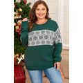 Green Christmas Snowflake Pattern Drop Shoulder...