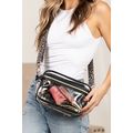 Black Leopard Strap Clear Crossbody Bag