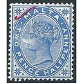 Malta 1890 SG25 2 1/2d Bright Blue A/F Mounted ...