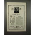 1921 Waltham Colonial A Watch Ad - Accuracy!