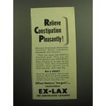 1949 Ex-Lax Laxative Ad - Relieve Constipation ...