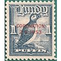 Lundy 1953 Coronation 1d Red overprint Blue Mou...