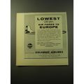 1960 Icelandic Airlines Ad - Lowest all-year air fares to Europe