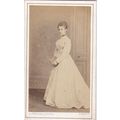 VICTORIAN CDV PHOTO -LADY WEARING LONG DRESS, H...