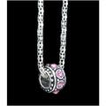 Fine Pink Crystal Silver Tone Charm Pendant Nec...